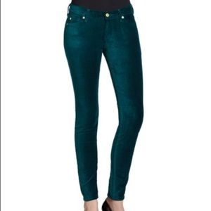 7FAM The Skinny Green Velvet Pants Women’s Size 27